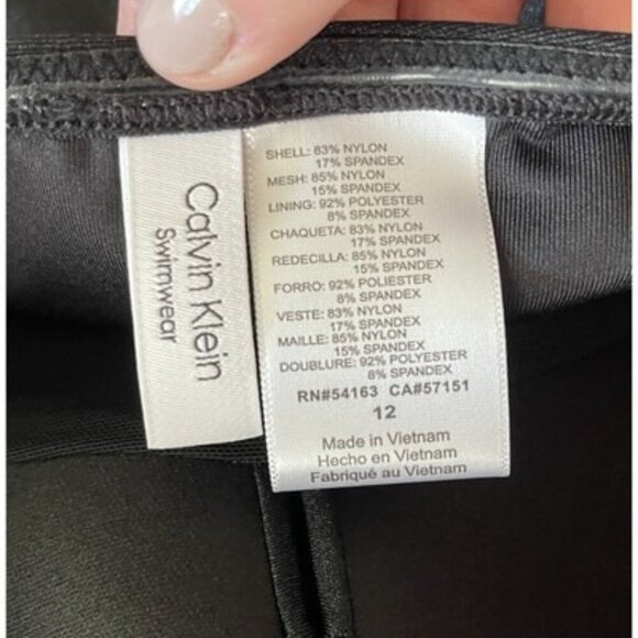 Calvin Klein Shirred Tummy Control Split-Cup Bandeau One Piece Swimsuit Size 12 - Picture 3 of 4